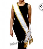 Faixa de Miss Adulto com galão dourado e roseta